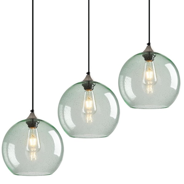 Home Lighting ‎60 Watts 1 Light 9. 84in Light Green Glass Pendant Light for Dining Room, No Bulbs Included, 3Pack
