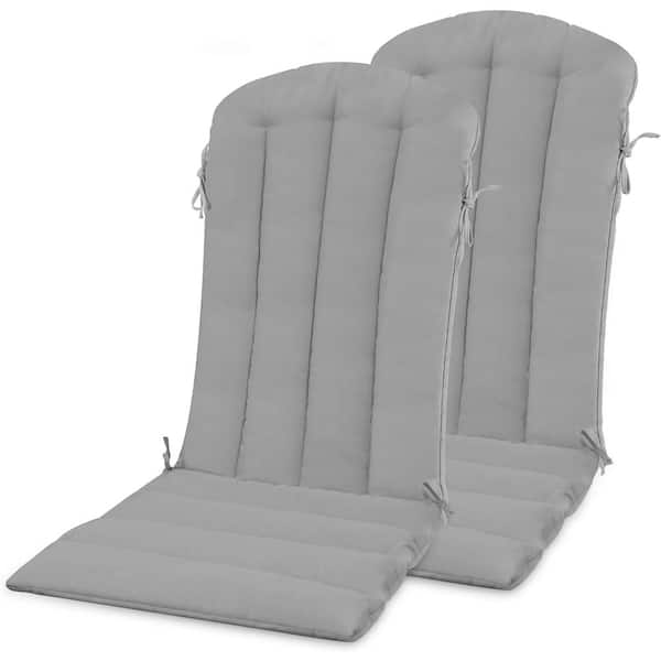 Mximu 19.7 in. x 18.9 in. Gray Patio Adirondack Chair Cushion with Straps for Indoor and Outdoor (set of 2)