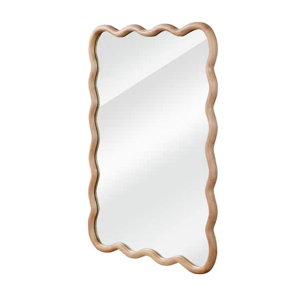 20.00 in. W x 30.00 in. H Rectangle Wavy Solid Wood Frame Wall Mount Bathroom Vanity Mirror in Natural Wood