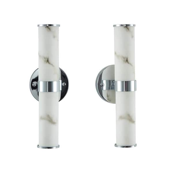 Latepis 2-Light Chrome Bathroom Hallways Integrated LED Wall Sconce Vanity Light (2-Pack)