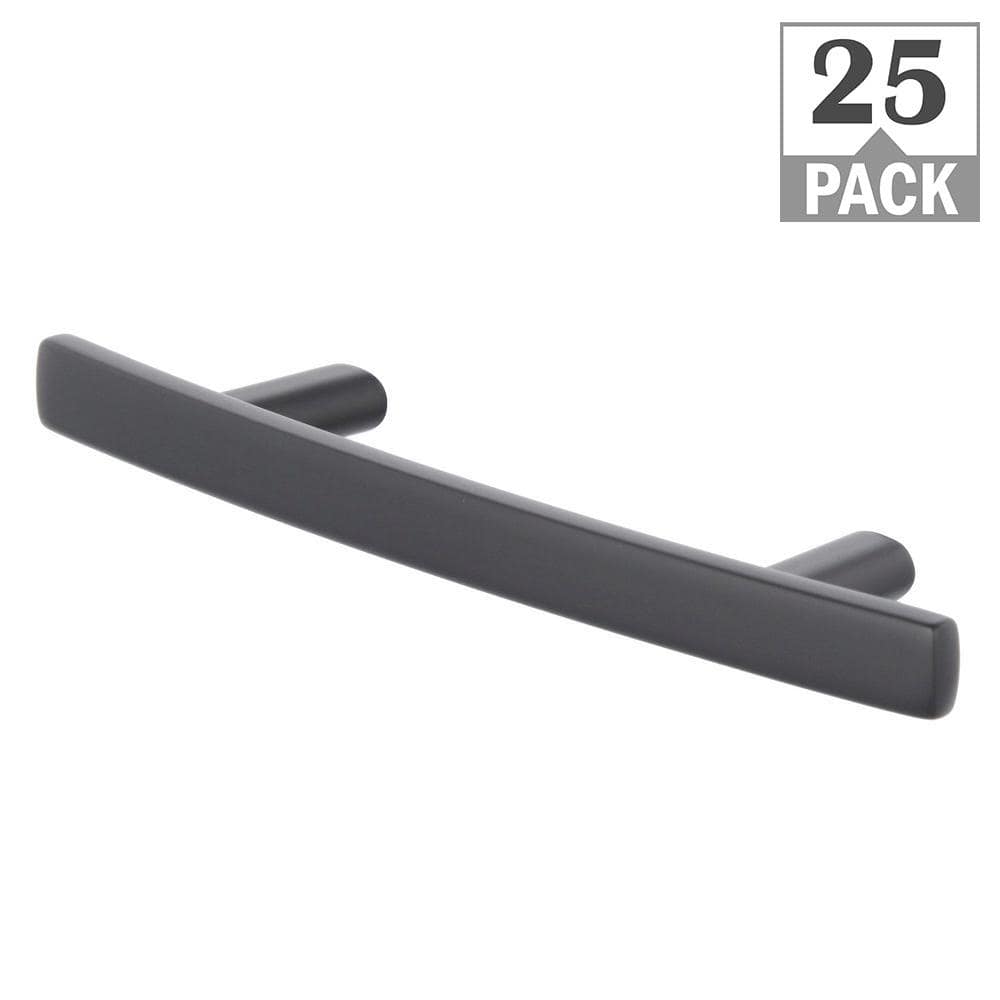 Contemporary Beam 3 in. (76 mm) Matte Black Classic Cabinet Bar Pull (25-Pa