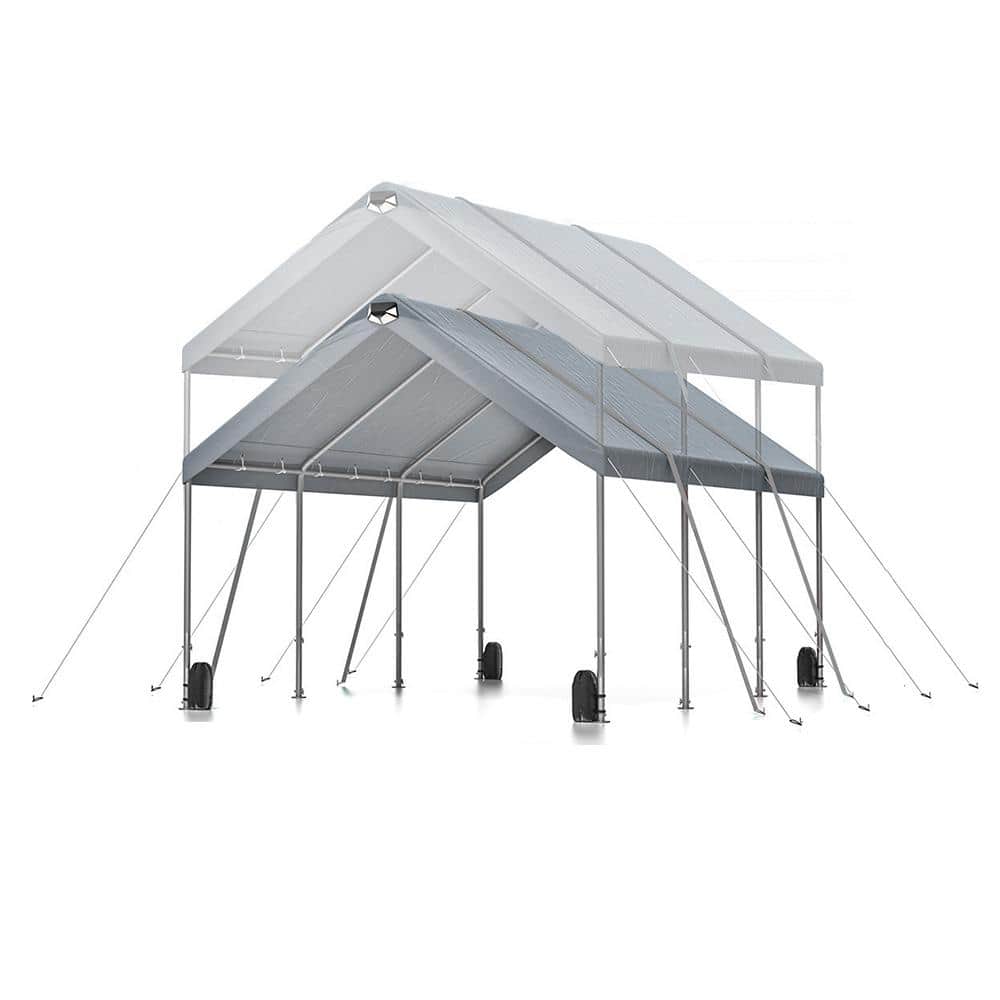 10 ft. x 20 ft. Gray Heavy Duty Pop Up Large Portable Car Tent Garage w/ Re