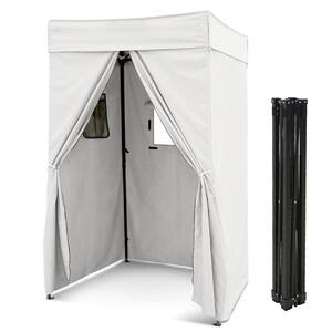 Flat Top 4 ft. x 4 ft. Outdoor Pop Up Shower Privacy Tent Dressing Changing Room, White