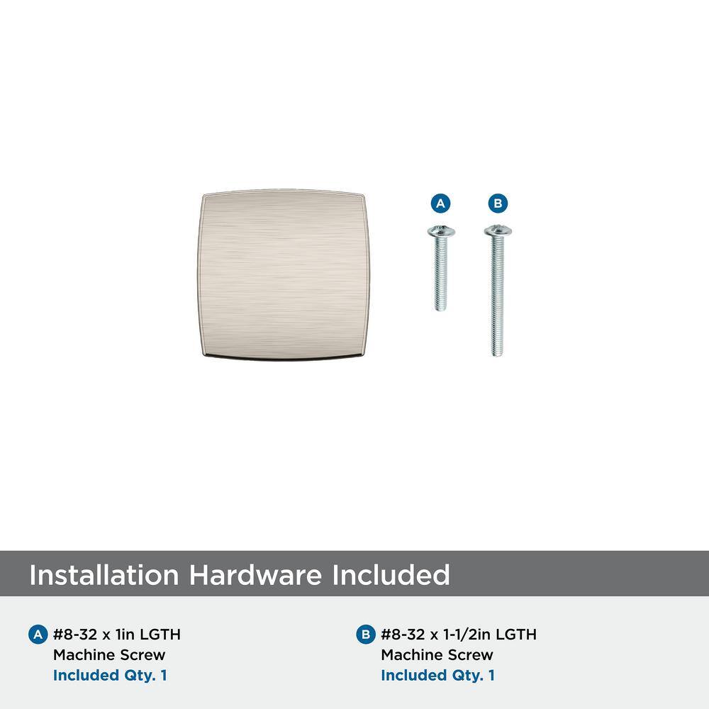 Everett 1-1/4 Inch Satin Nickel Square Cabinet Knob