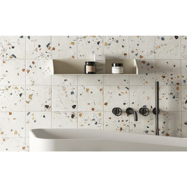 Ivox Quistol Grey 8 in. x 8 in. Terrazzo Matte Porcelain Floor and Wall Tile (12.48 sq. ft. /Case)
