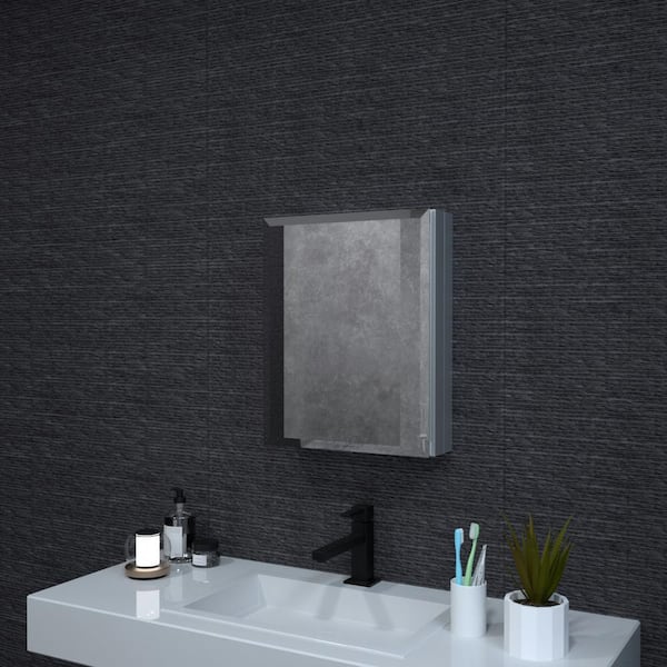 niveal 16 in. W x 20 in. H Rectangular Silver Aluminum Recessed/Surface Mount Medicine Cabinet with Mirror