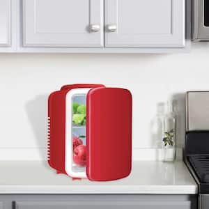 0.4 cu. ft. 4L/6 Can Portable Cooler & Warmer Freon-Free Mini Refrigerator Mini Fridge in Red