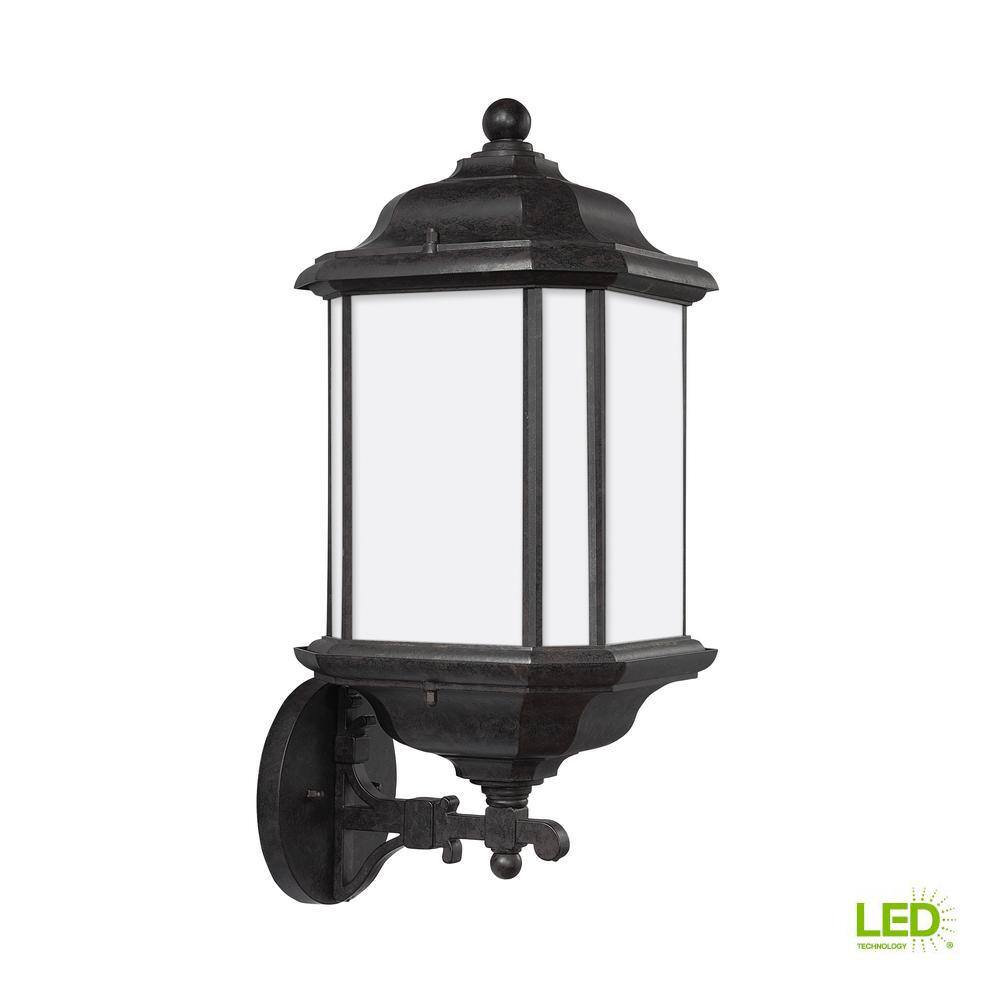 Oxford Bronze LED Outdoor Wall Lantern with Satin Etched Glass