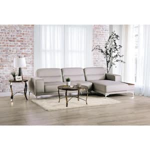 Ingles 114.25 in. W 2-Piece Fabric Sectional Sofa in Gray