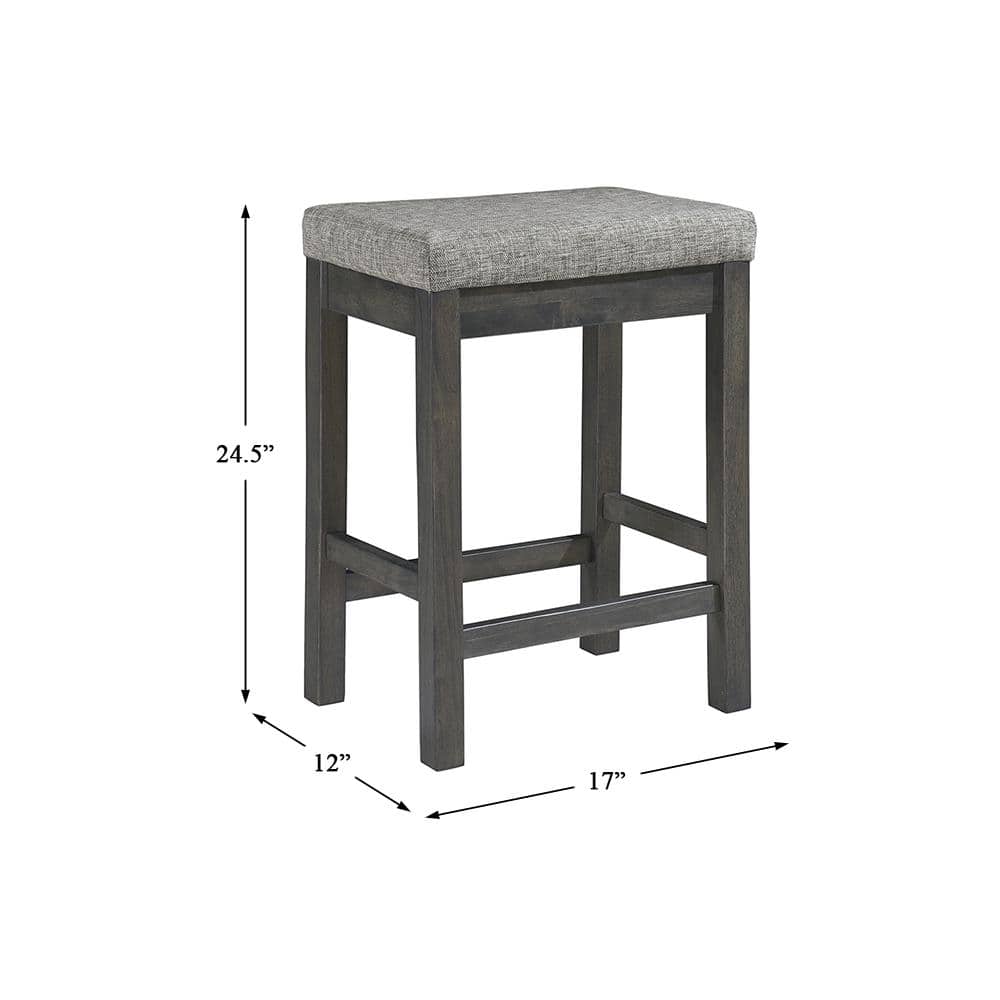 Transitional Gray Ash Veneer Counter Height Dining Set with USB Ports