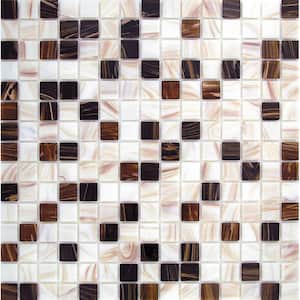 Mingles 12 in. x 12 in. Glossy Beige and Brown Glass Mosaic Wall and Floor Tile (20 sq. ft./case) (20-pack)