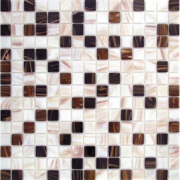 Apollo Tile Mingles 4" x 6" Glossy Beige & Brown Glass Mosaic Uniform square Wall & Floor Sample Tile 0.13 sq. ft./Piece (1-Pack)