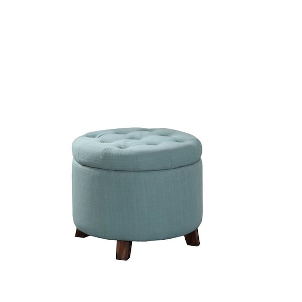 ORE International 20.25 in. Teal Green Tufted Storage Ottoman with Legs