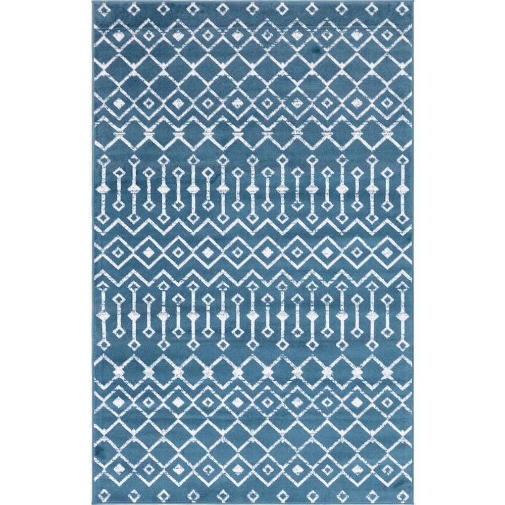 Moroccan Trellis Dark Blue 4 ft. x 6 ft. Area Rug price history on PriceWatchPro
