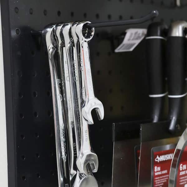 10 in. Single Peg Hook in Powder Coated Black Steel (Fits 1/4 in. Pegboards)