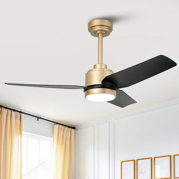 42 in. Integrated LED Gold Dimmable Downrod Mount Standard Ceiling Fan with Light and Remote Control
