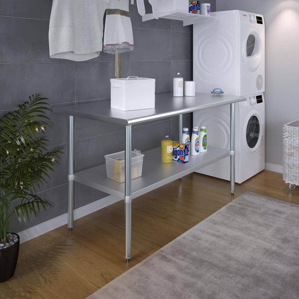 60" Stainless Steel Work Table with Galvanized Undershelf