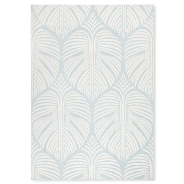 Tommy Bahama Lanai Palm Leaves Blue/Ivory 5 ft. x 7 ft. Indoor Outdoor Area Rug