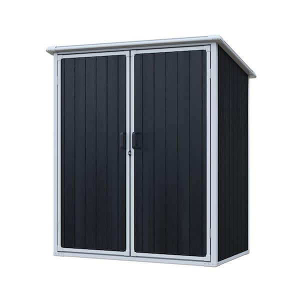 Outdoor Storage Shed 5 ft. W x 3 ft. D Resin Waterproof Cabinet with Lockable Doors Black (15 sq. ft. )