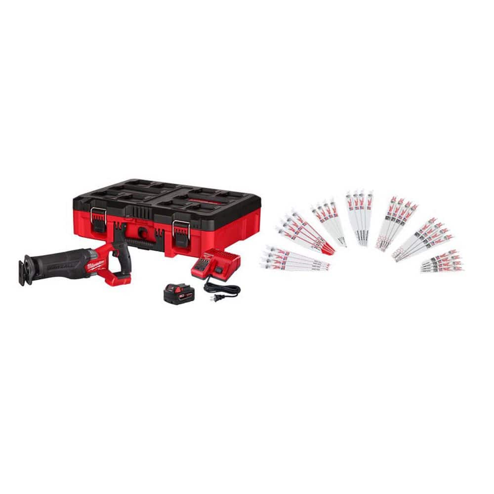M18 FUEL 18V Brushless SAWZALL w/ PACKOUT Box, 5. 0Ah Battery, Charger with SAWZALL 32-Pc Blade Set price history on PriceWatchPro