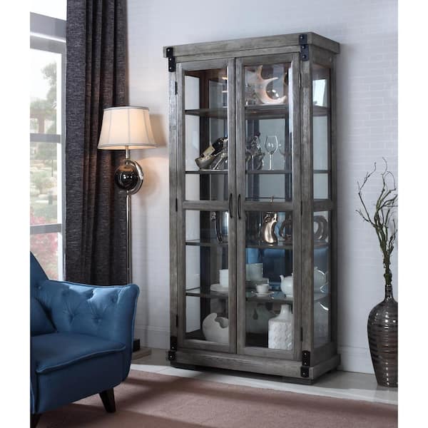 Best Master Furniture Julius Dark Gray 40 in. W Curio Display Cabinet JL40