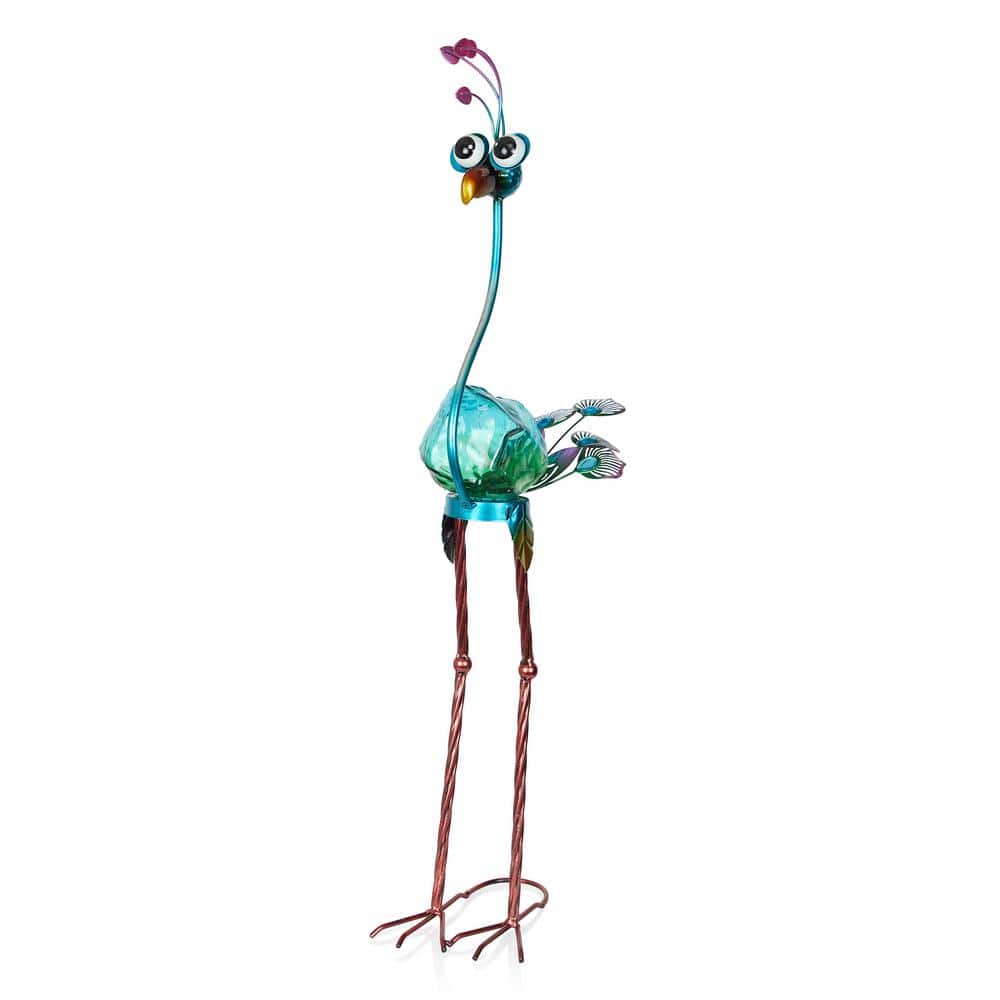 Solar Metal Blue Peacock and Glass Body with LED