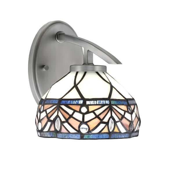 Unbranded Siena 1-Light Graphite Downlight Wall Sconce with Royal Merlot Art Glass Shade