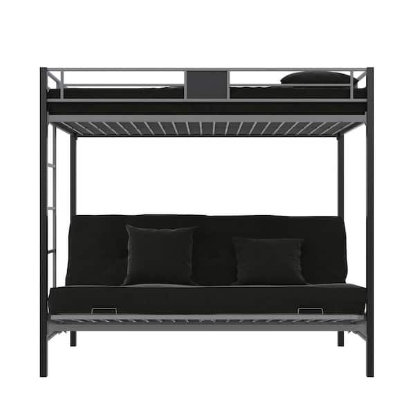 Dhp Sunrise Silver Metal Twin Over, Bunk Bed Sofa On Bottom