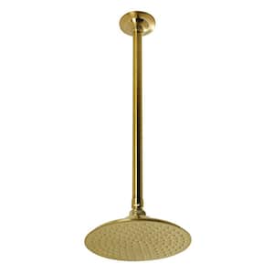Shower Scape 1-Spray Pattern 7.75 in. Ceiling Mount Rain Fixed Shower Head in Brushed Brass with 17 in. Ceiling Support