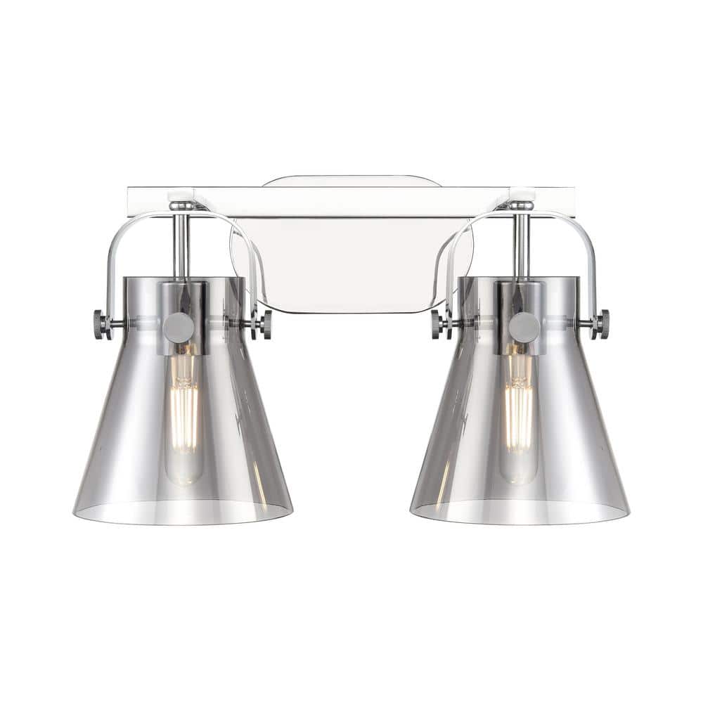 Pilaster II Cone 17 in. 2-Light Polished Chrome Vanity Light with Black Glass Shade price history on PriceWatchPro