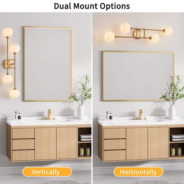 4-Light Antique Brass Wall Sconce with Frosted Opal Ribbed Glass Shade