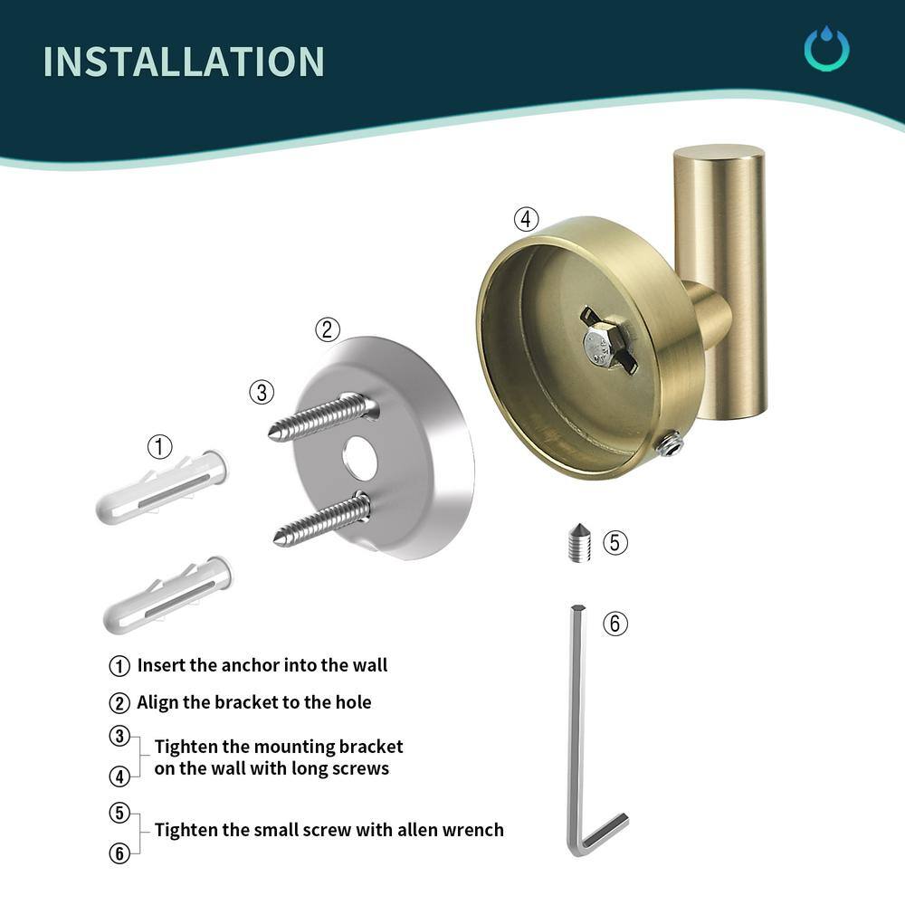 Polished Gold Stainless Steel 5-Piece Bathroom Hardware Set