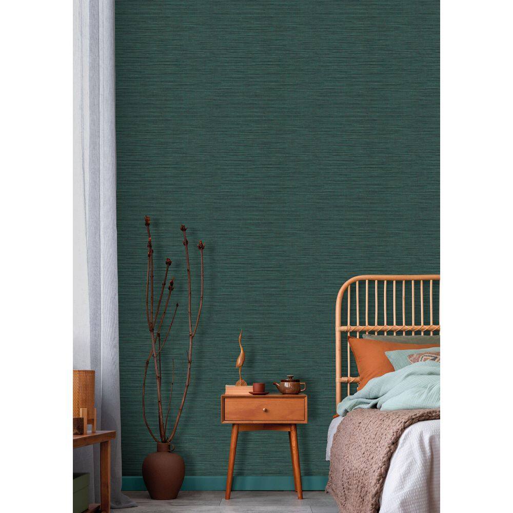 Celadon Green Faux Linen Weave Print Non Woven Non-Pasted Textured Wallpaper 57 Sq. Ft. price history on PriceWatchPro