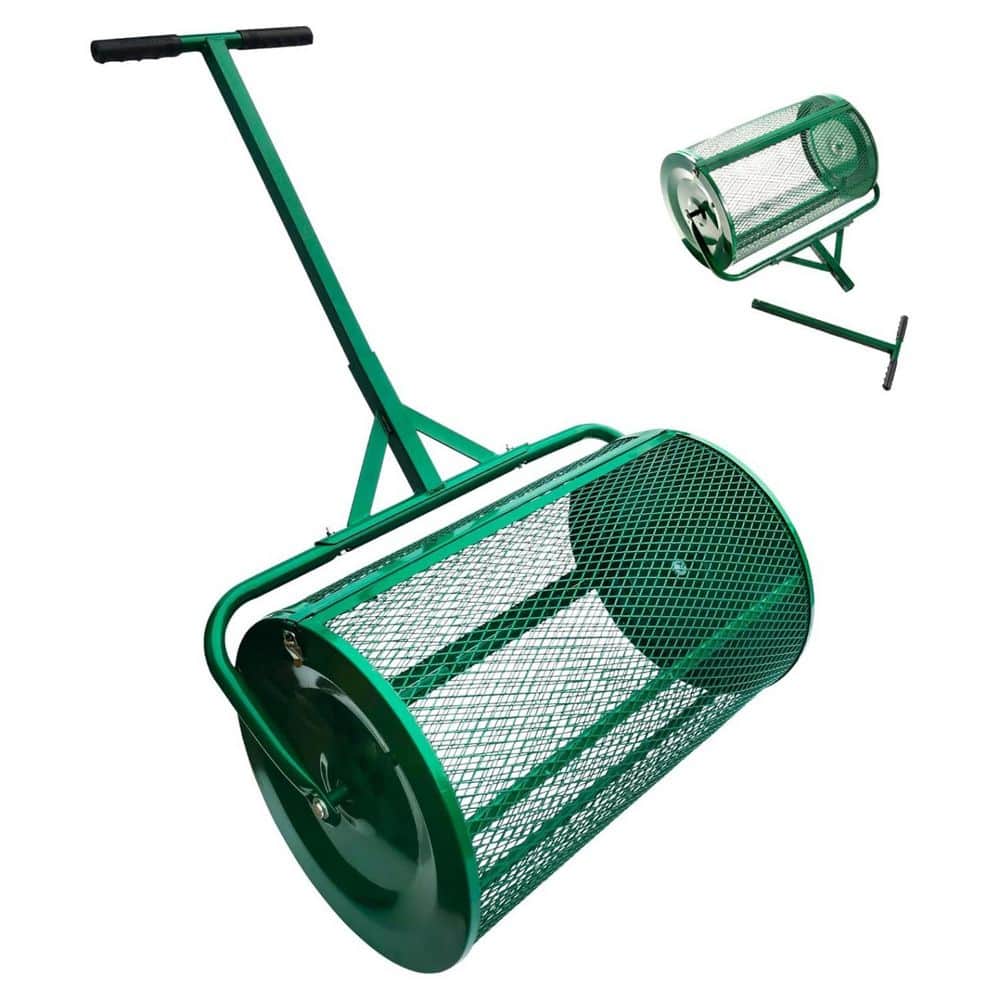 24 in. Green Compost and Peat Moss Spreader Roller, Lawn and Garden Spreader for Top Soil, Sand, Manure and Mulch price history on PriceWatchPro