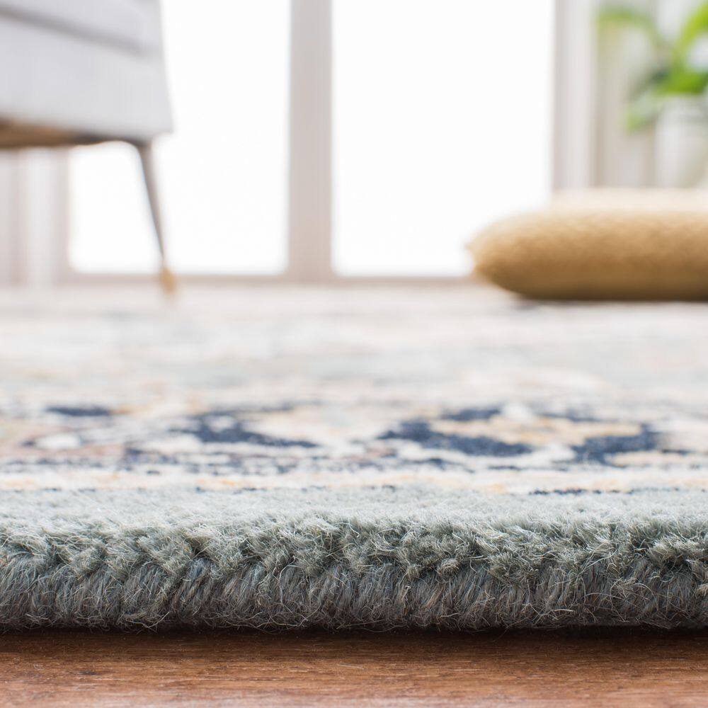 Elegant Heritage Hand-Tufted Wool Square Rug in Gray - 6'x6'
