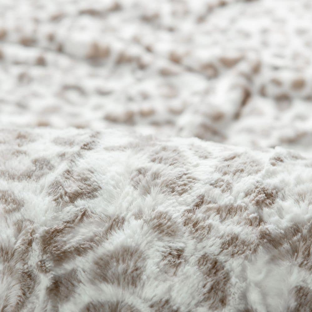 King Size Leopard Faux Fur Flannel Duvet Cover Set