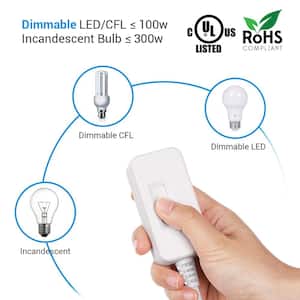 Table Lamp Dimmer Switch for Dimmable LED/CFL Lights and Incandescent Bulbs, Full Range Slide Control, White