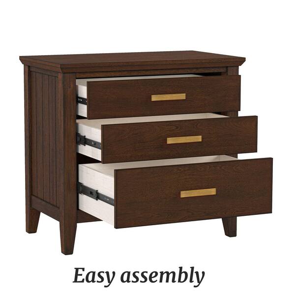 OrangeOne Lessio Dark Brown 3-Drawer 25.8 in. W Solid Wood