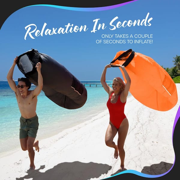 Nevlers Black and Orange Inflatable Loungers with Travel Bags and