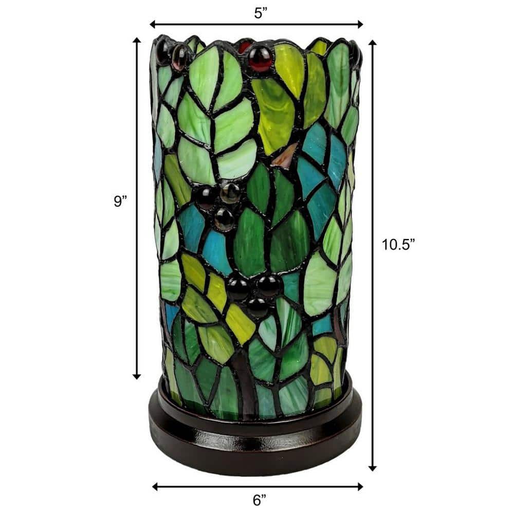 Green and Yellow Stained Glass Tiffany Style Accent Lamp