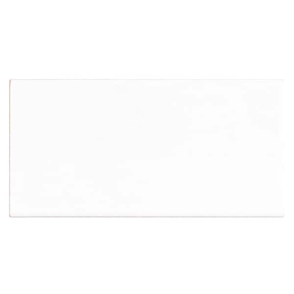 Jeffrey Court Take Home Tile Sample - Fresh White 3 in. x 6 in. Glossy Subway Beveled Ceramic