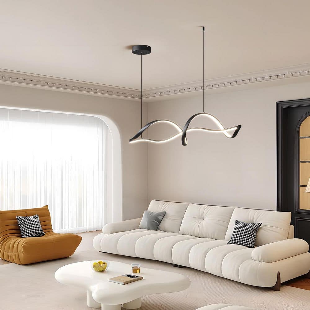 48-Watt 2 Light Black Dimmable Integrated LED Pendant Light with Remote Included for Kitchen Dinning Room Restaurant price history on PriceWatchPro