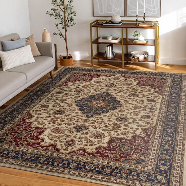 Sensation Border Ivory 9 ft. x 12 ft. Indoor Area Rug