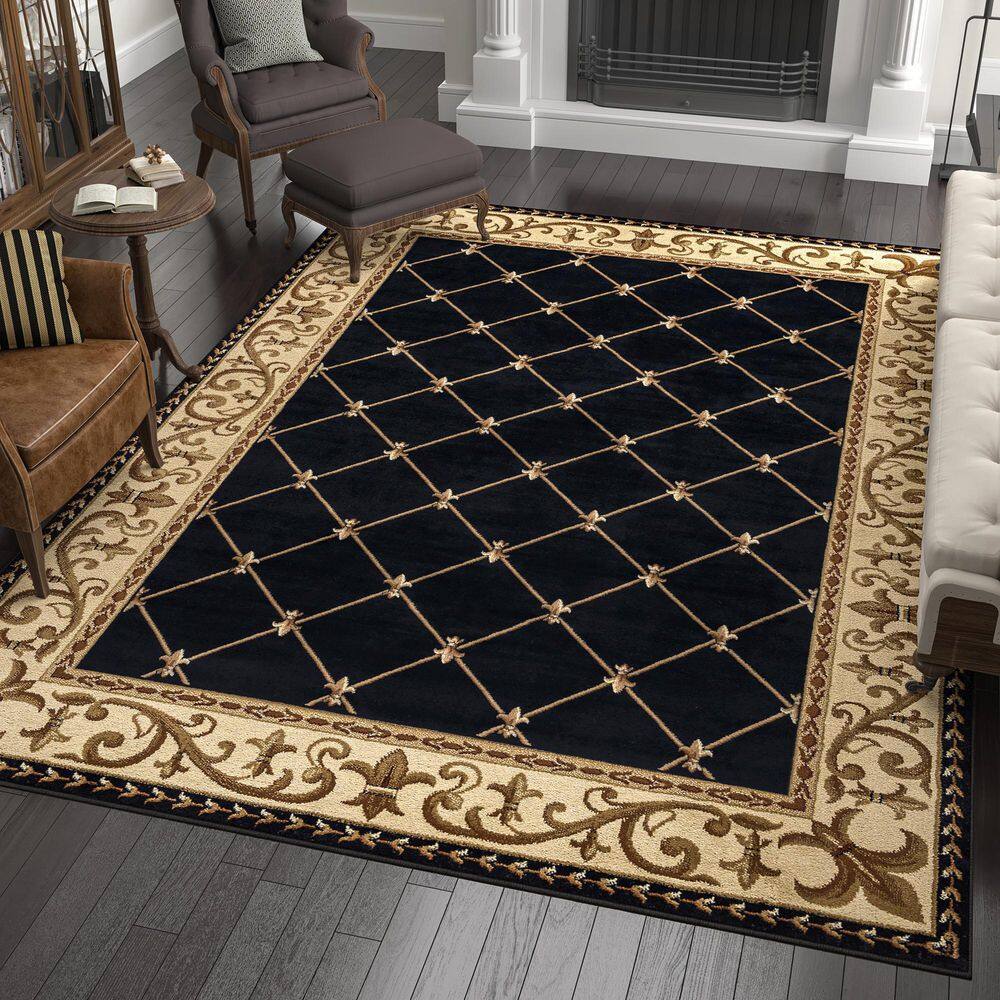 Sensation 5' x 7' Black Synthetic Rectangular Area Rug