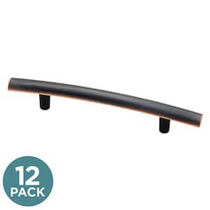 Arched 3-3/4 in. (96 mm) Modern Bronze with Copper Highlights Cabinet Drawer Bar Pulls (12-Pack)