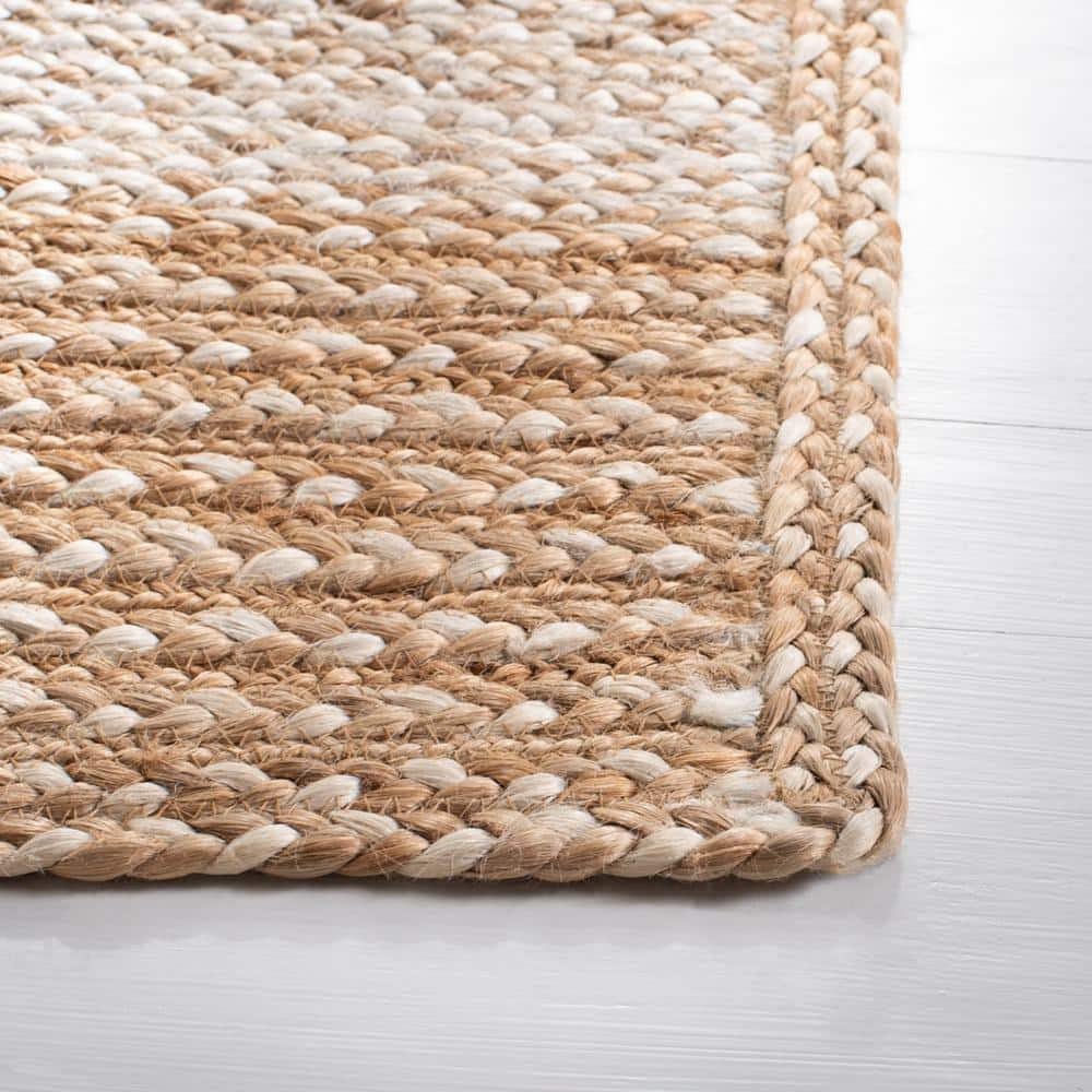 Ivory and Natural Geometric Cotton Runner Rug