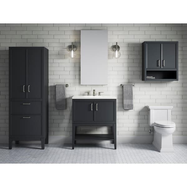 KOHLER Winnow 30.12in. Single Sink Freestanding Slate Grey Bath Vanity with White Quartz Top Assembled