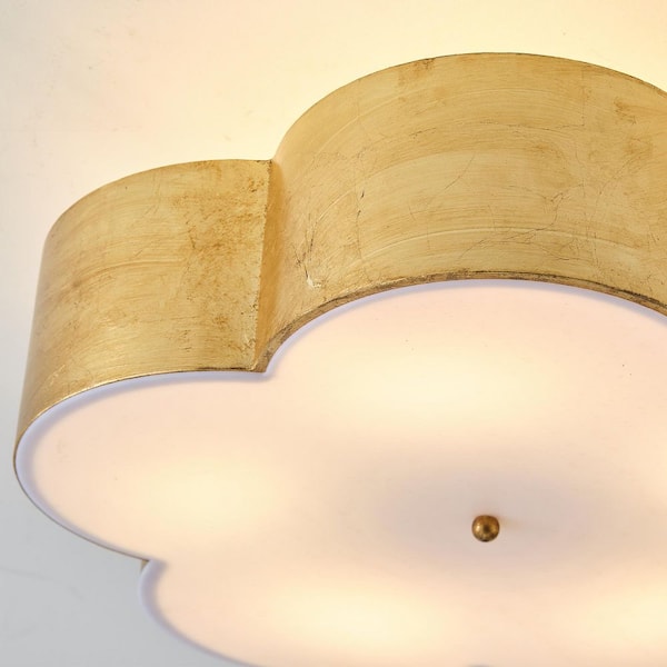 IHOMEadore 19 in. 5-Light Large Flower Vintage Gold Metal Semi