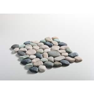 Classic Pebble Mosaic Tile Sample Color Black, Green and Tan 4 in. x 6 in.