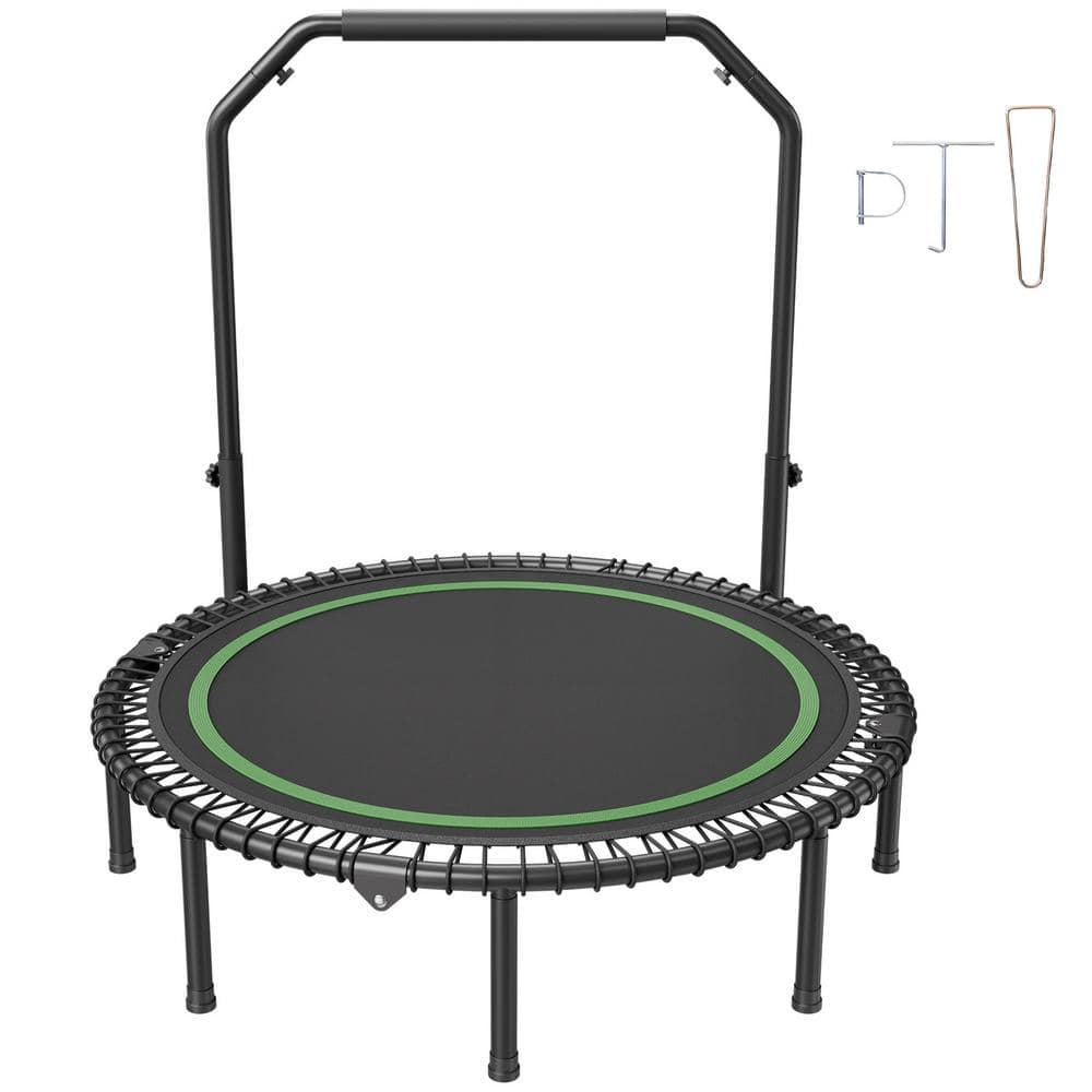 VEVOR Opvouwbare Mini Trampoline Fitness Rebounder 1295 Mm 205 Kg Laadvermogen Trainingstrampoline Rebounder Sporttrampoline Tuintrampoline Met 4 Niveau Hoogteverstelbare Handgreep En 42 Spanbanden